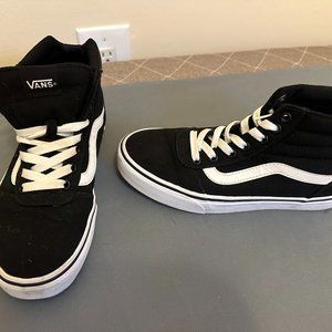 VANS Off The Wall Sk8 Hi Black White Canvas Womens 7.5 Shoes